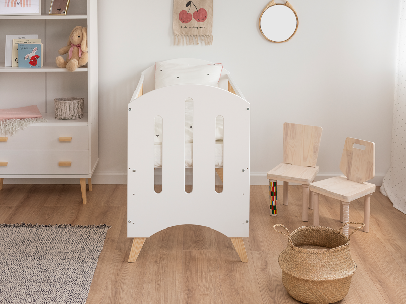 Detská postieľka BABY DREAM 60x120cm masív biely/borovica