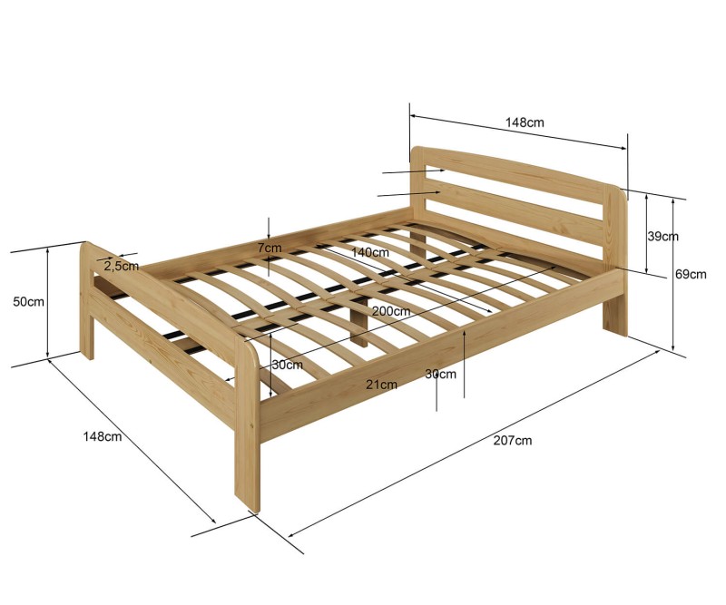 Posteľ dub Nastěnka 140x200
