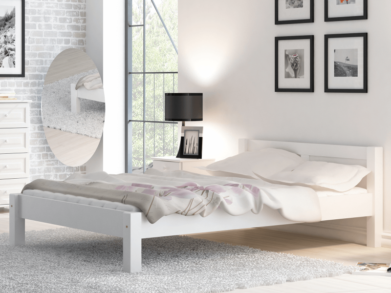 Postel borovice Viktoria 140x200 bílá