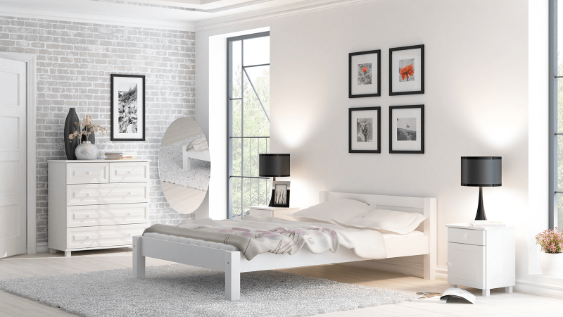 Postel borovice Viktoria 140x200 bílá