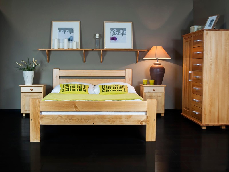 Posteľ z masivu 140x200 Neli jelša s roštom