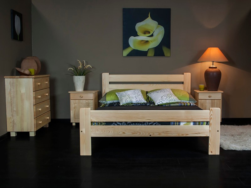 Posteľ z masivu 120x200 Neli borovica s roštom