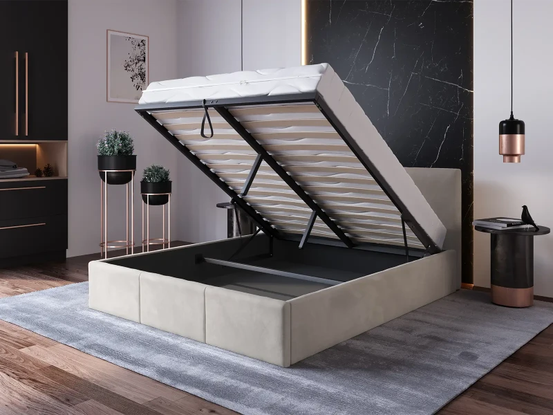 Čalúnená posteľ s úložným priestorom 160x200 TOP Line 7 Šedá Velvet