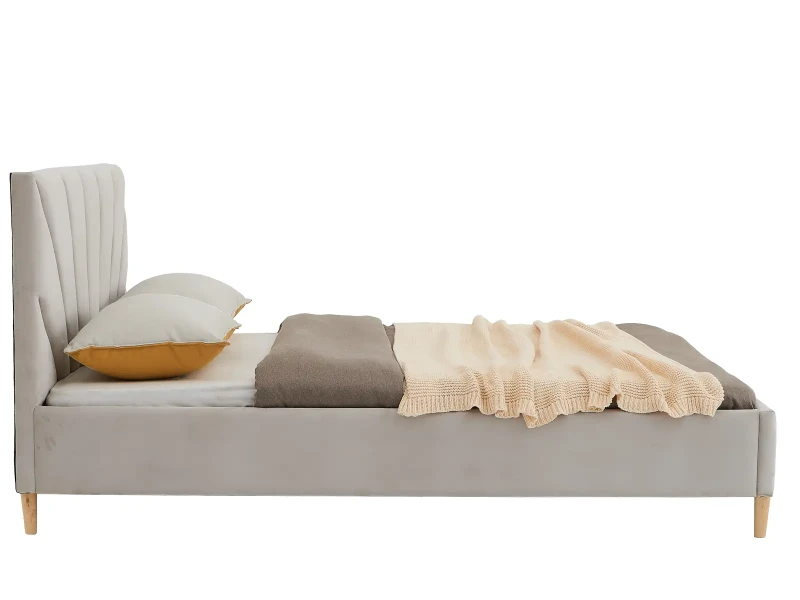 Čalúnená škandinávska posteľ 140x200 Scandi line 3 Šedá Velvet