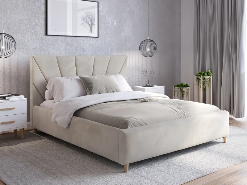 Čalúnená škandinávska posteľ 160x200 Scandi line 3 Šedá Velvet
