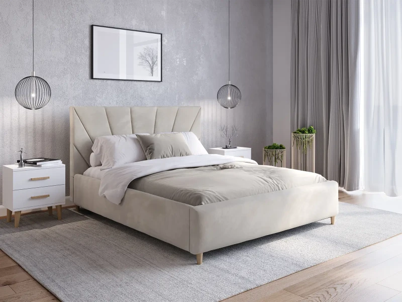 Čalúnená škandinávska posteľ 160x200 Scandi line 3 Šedá Velvet