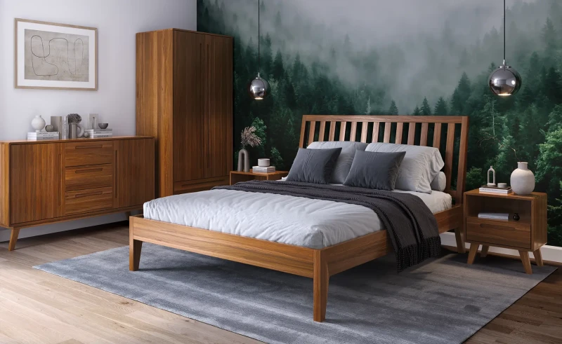 Drevená buková posteľ 160x200 Beskid 01 dub rustikálny