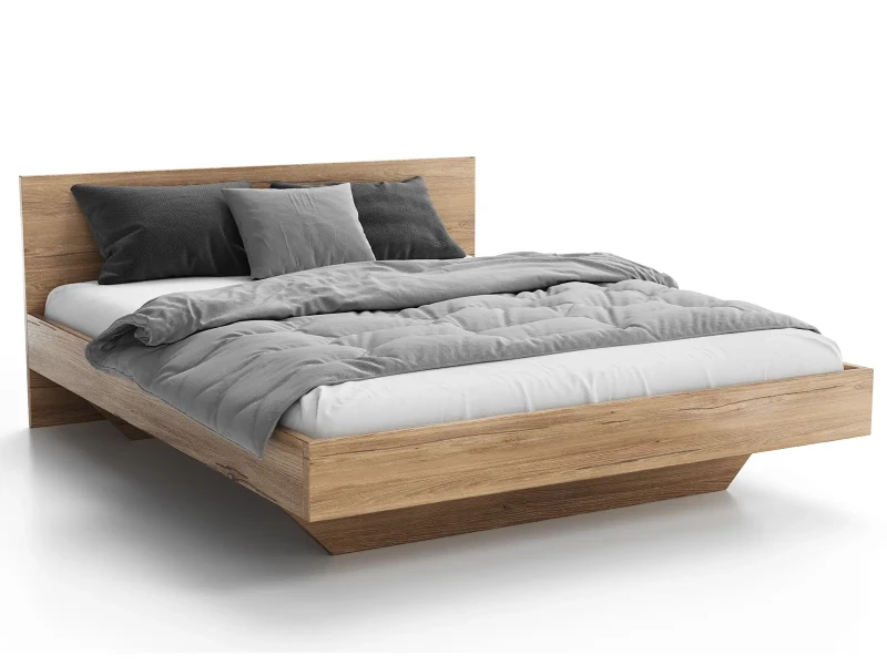 Levitujúca posteľ 140x200 z nábytkovej dosky, dub craft DM2
