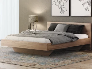 Levitujúca posteľ 160x200 z nábytkovej dosky, dub craft DM2