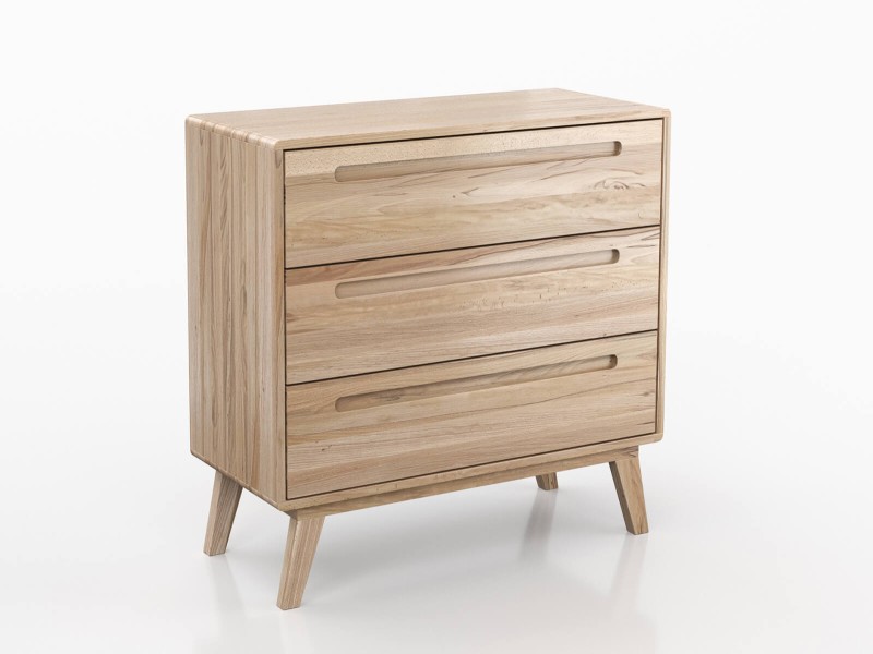 Drevená buková komoda Beskid 3S, šírka 90 cm, Buk Prírodný