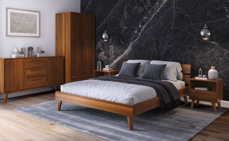 Drevená buková posteľ 140x200 Beskid 02 dub rustikálny