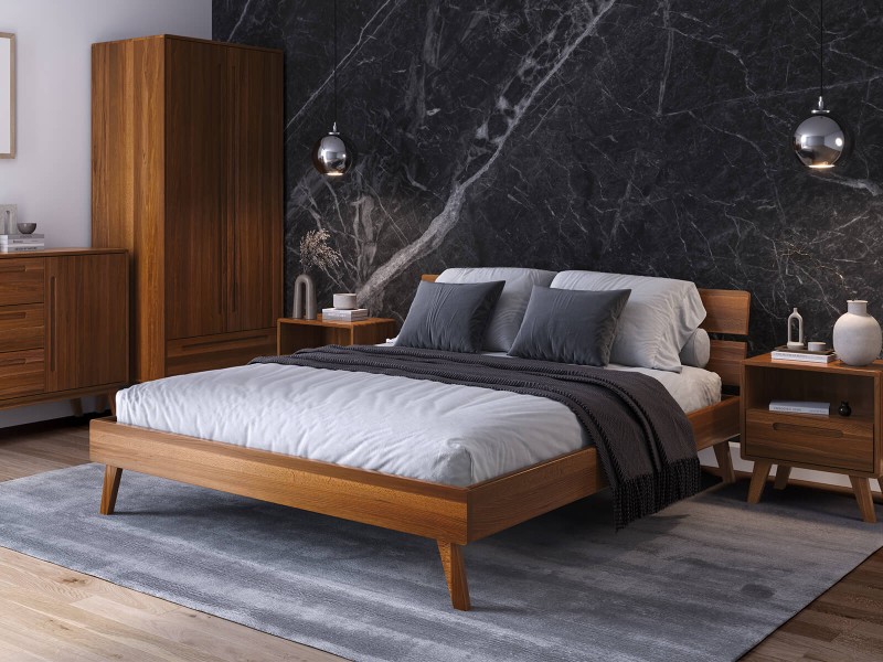 Drevená buková posteľ 180x200 Beskid 02 dub rustikálny