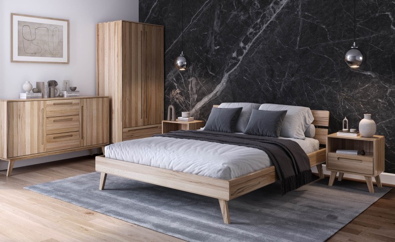 Drevená buková posteľ 180x200 Beskid 02 buk prírodný