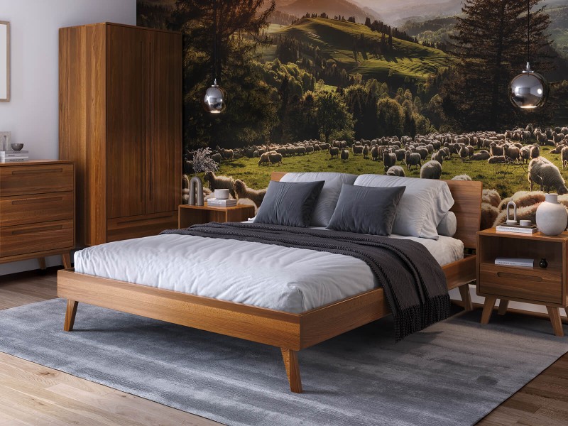 Drevená buková posteľ 160x200 Beskid 03 dub rustikálny