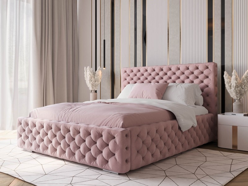 Čalúnená posteľ s úložným priestorom 180x200 ružová PRO line 15