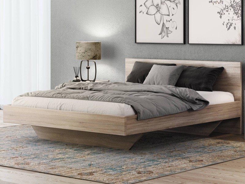 Levitujúca posteľ 160x200 z nábytkovej dosky, dub sonoma DM2