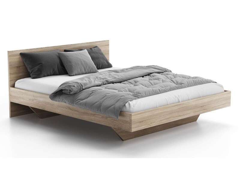 Levitujúca posteľ 160x200 z nábytkovej dosky, dub sonoma DM2