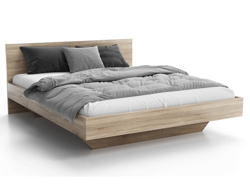 Levitujúca posteľ 160x200 z nábytkovej dosky, dub sonoma DM2