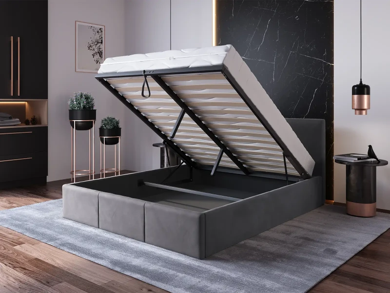Čalúnená posteľ s úložným priestorom 120x200 TOP Line 7 Grafitová Velvet