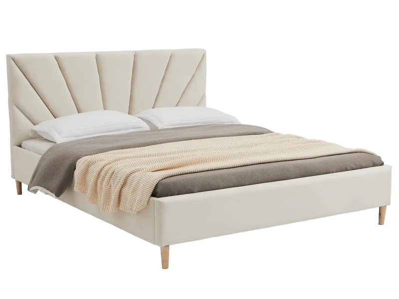 Čalúnená škandinávska posteľ 120x200 Scandi line 3 Béžová Velvet