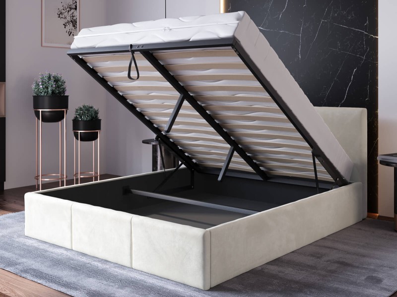 Čalúnená posteľ s úložným priestorom 180x200 TOP Line 7 Béžová Velvet