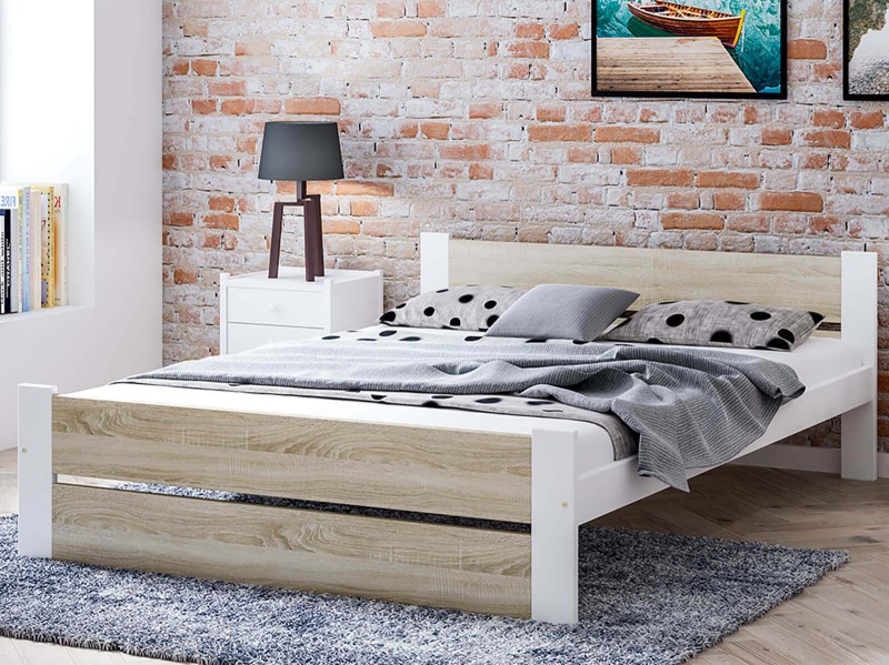 Posteľ DMD14 160x200cm biela+dub sonoma