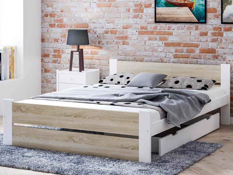 Posteľ DMD14 160x200cm biela+dub sonoma