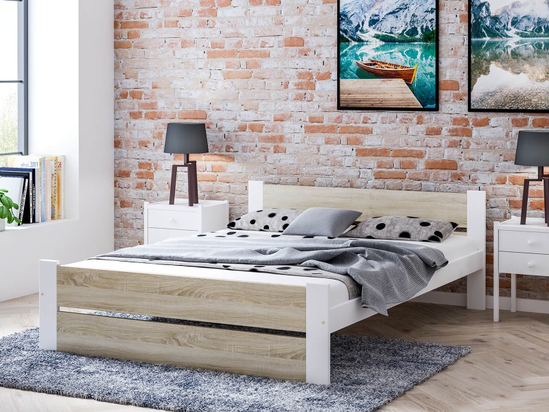 Posteľ DMD14 160x200cm biela+dub sonoma