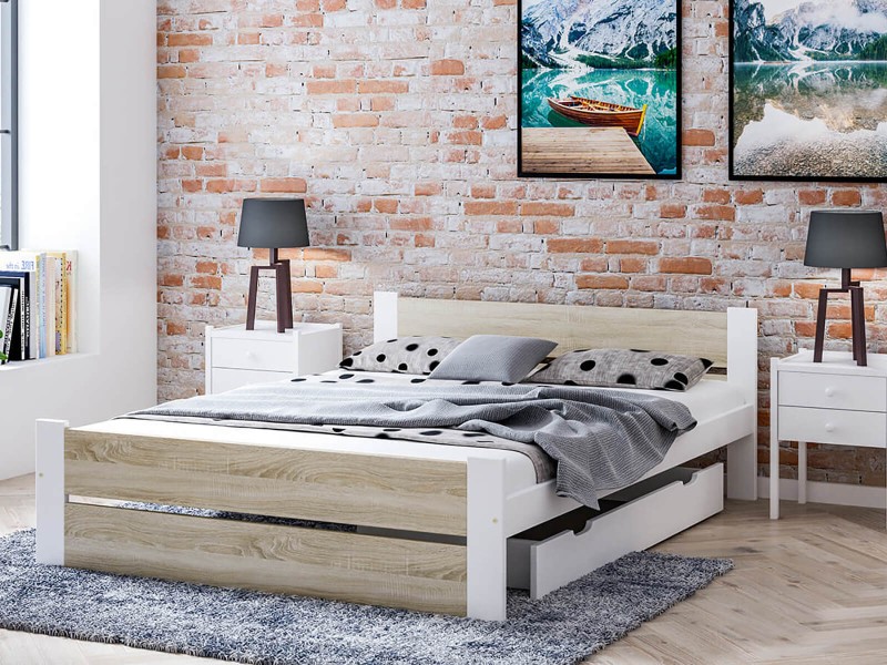 Posteľ DMD14 160x200cm biela+dub sonoma