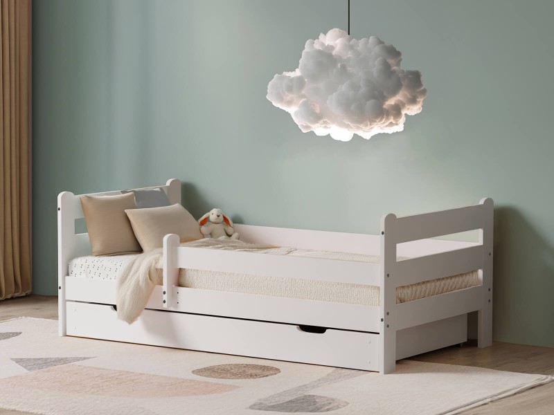 Drevená detská posteľ so zásuvkou 80x160 Kacperek biela