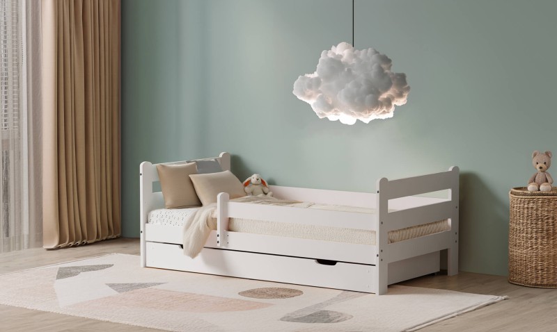 Drevená detská posteľ so zásuvkou 80x160 Kacperek biela