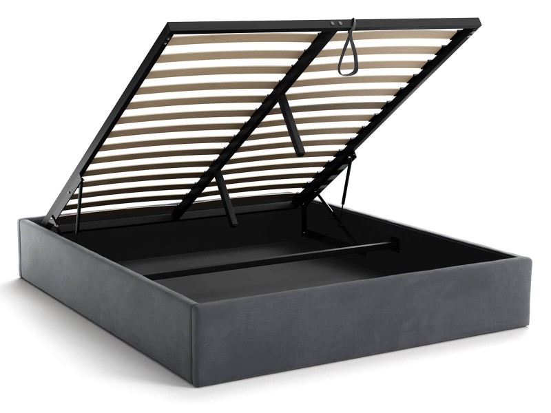 Čalúnená posteľ s úložným priestorom 160x200 bez čela BOX Line Grafitová Velvet