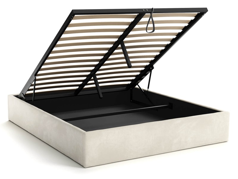 Čalúnená posteľ s úložným priestorom 180x200 bez čela BOX Line Béžová Velvet