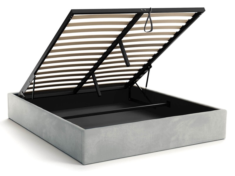 Čalúnená posteľ s úložným priestorom 160x200 bez čela BOX Line Šedá Velvet