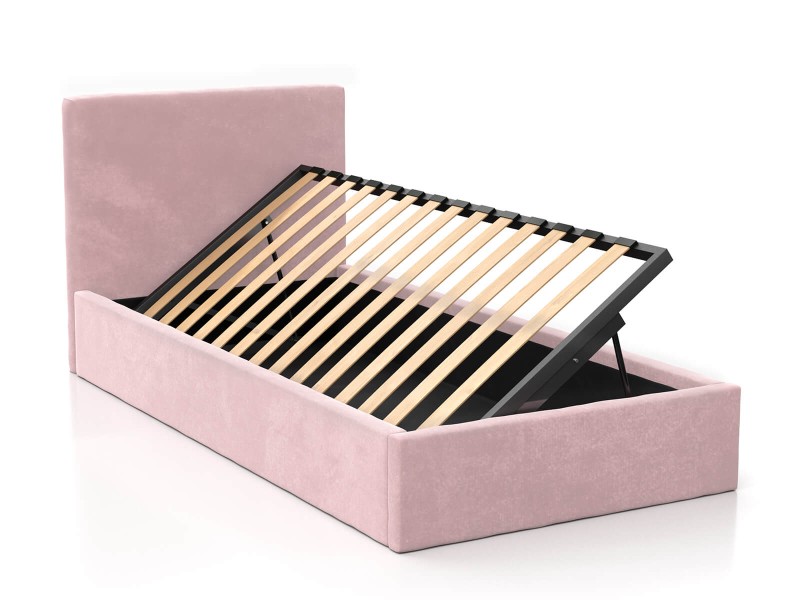 Čalúnená detská posteľ s úložným priestorom 90x200 s roštom, Ružový Velvet Kids Line 4