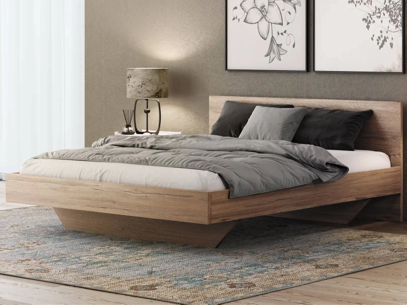 Levitujúca posteľ 180x200 z nábytkovej dosky, dub craft DM2