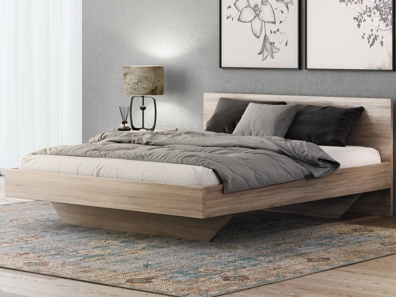 Levitujúca posteľ 180x200 z nábytkovej dosky, dub sonoma DM2