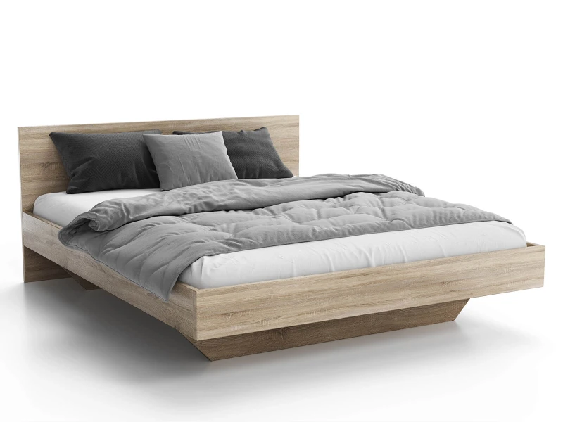 Levitujúca posteľ 180x200 z nábytkovej dosky, dub sonoma DM2