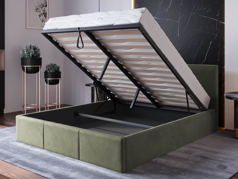 Čalúnená posteľ s úložným priestorom 140x200 TOP Line 7 Olivový Velvet