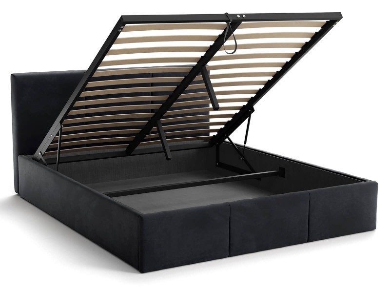 Čalúnená posteľ s úložným priestorom 140x200 TOP Line 7 Čierna Velvet