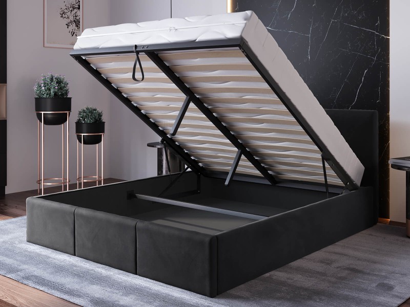Čalúnená posteľ s úložným priestorom 180x200 TOP Line 7 Čierna Velvet