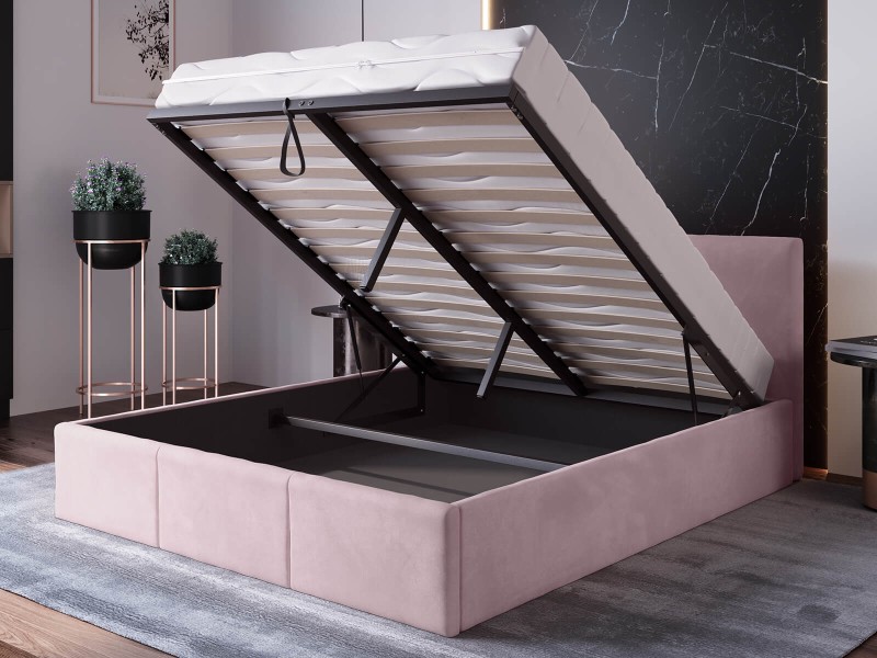 Čalúnená posteľ s úložným priestorom 160x200 TOP Line 7 Ružový Velvet