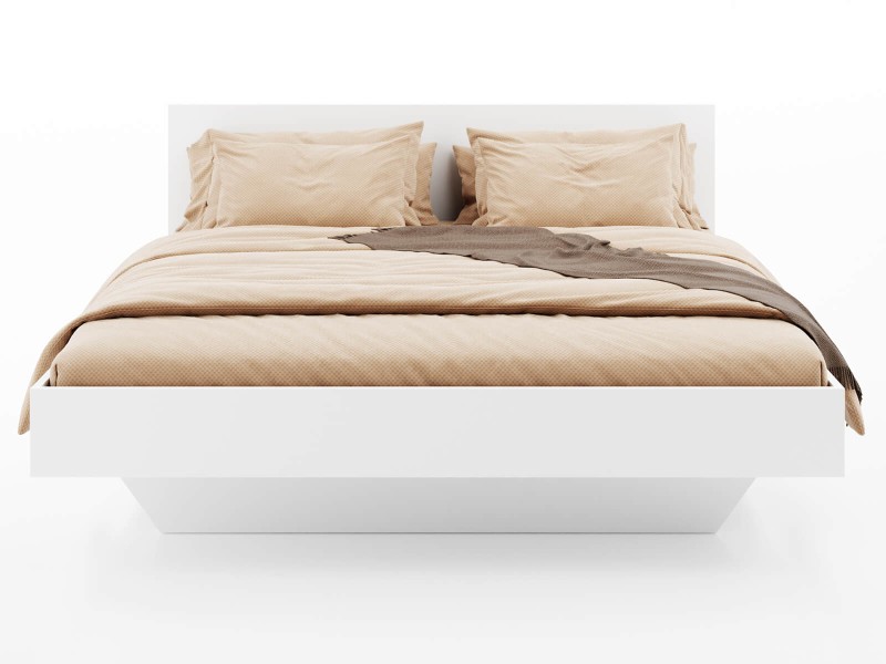 Levitujúca posteľ 180x200 vyrobená z bielej nábytkovej dosky DM2