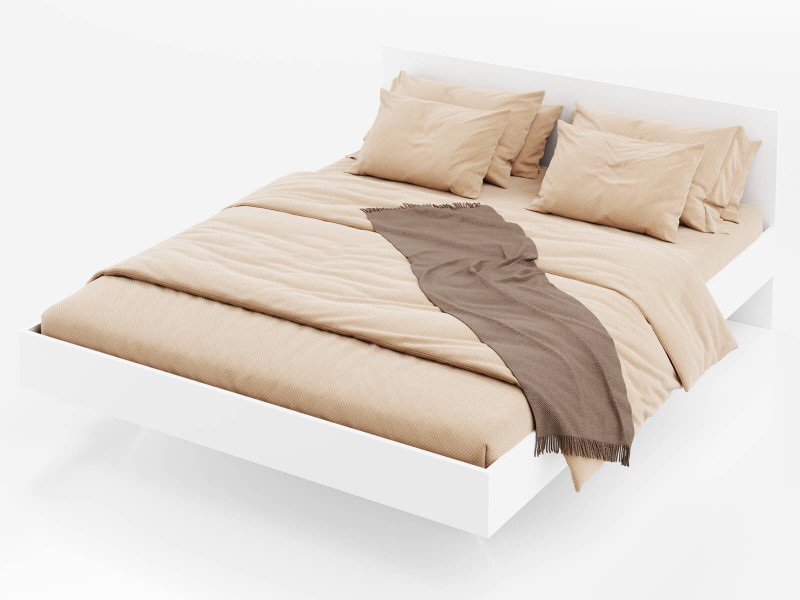 Levitujúca posteľ 180x200 vyrobená z bielej nábytkovej dosky DM2