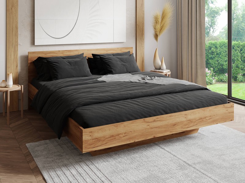 Levitujúca posteľ 180x200 z nábytkovej dosky, dub craft DM2