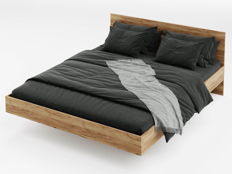 Levitujúca posteľ 180x200 z nábytkovej dosky, dub craft DM2