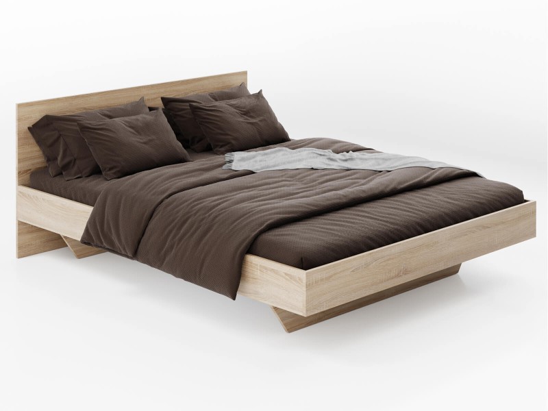 Levitujúca posteľ 180x200 z nábytkovej dosky, dub sonoma DM2