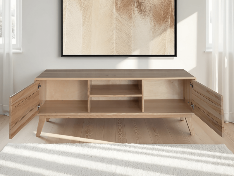 TV skrinka Beskid z bukového dreva, šírka 155 cm, Prírodný Buk