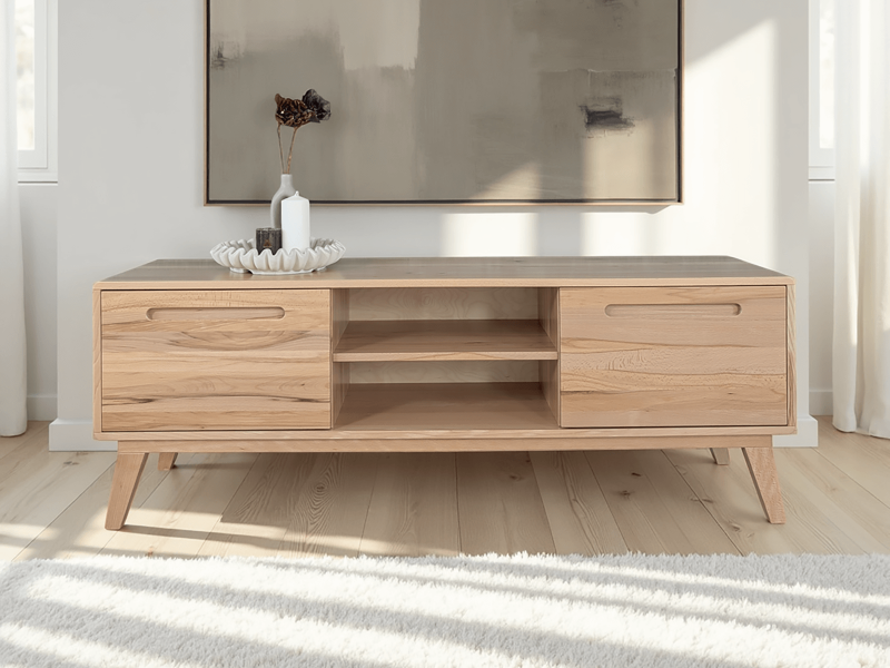 TV skrinka Beskid z bukového dreva, šírka 180 cm, Prírodný Buk