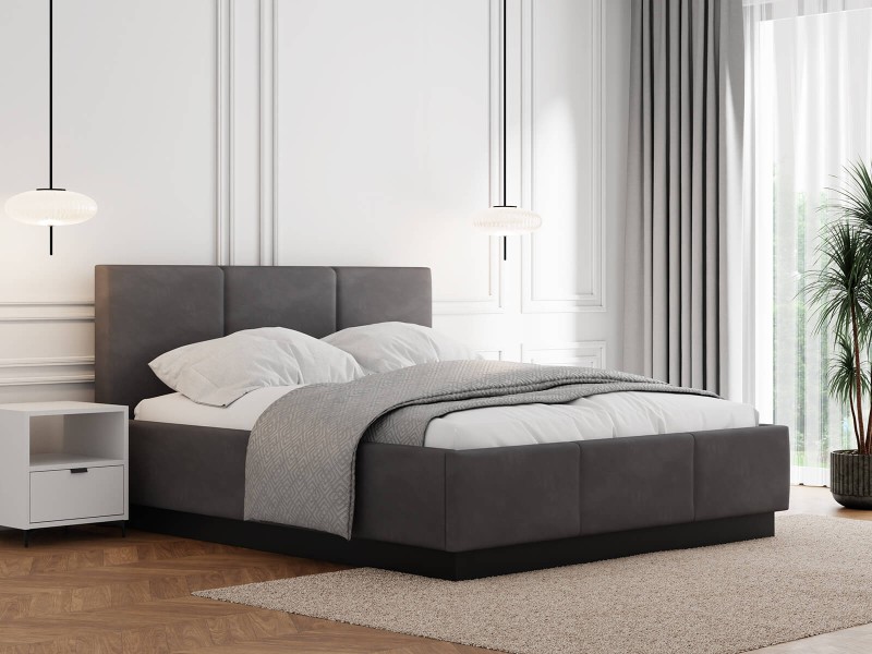 Čalúnená  levitujúca posteľ s úložným priestorom 140x200 TOP Line 8 Grafitová Velvet